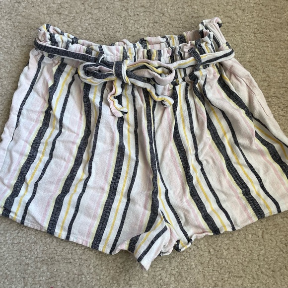 art class Other - Art Class High Waist Striped Linen Shorts - Pink, Yellow, Black
